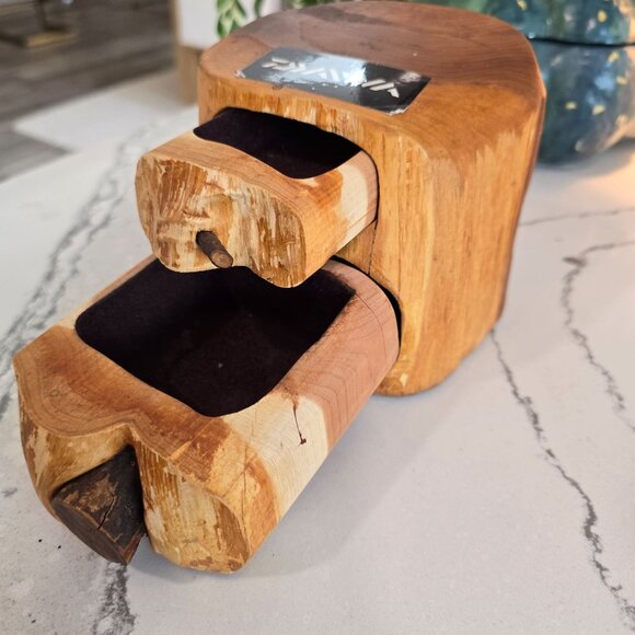 Handcrafted Wooden trinket Jewelry Box With Two Drawers organizer stash box - Picture 10 of 11